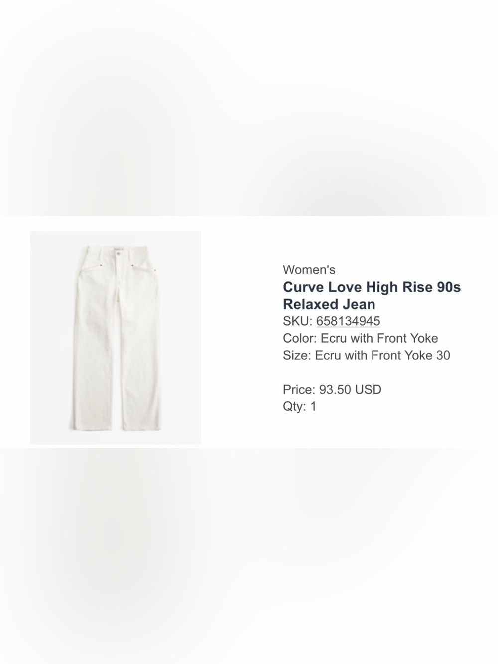 Abercrombie Curve Love High Rise 90s
Relaxed Jean Ecru with Front Yoke cream - Picture 2 of 9